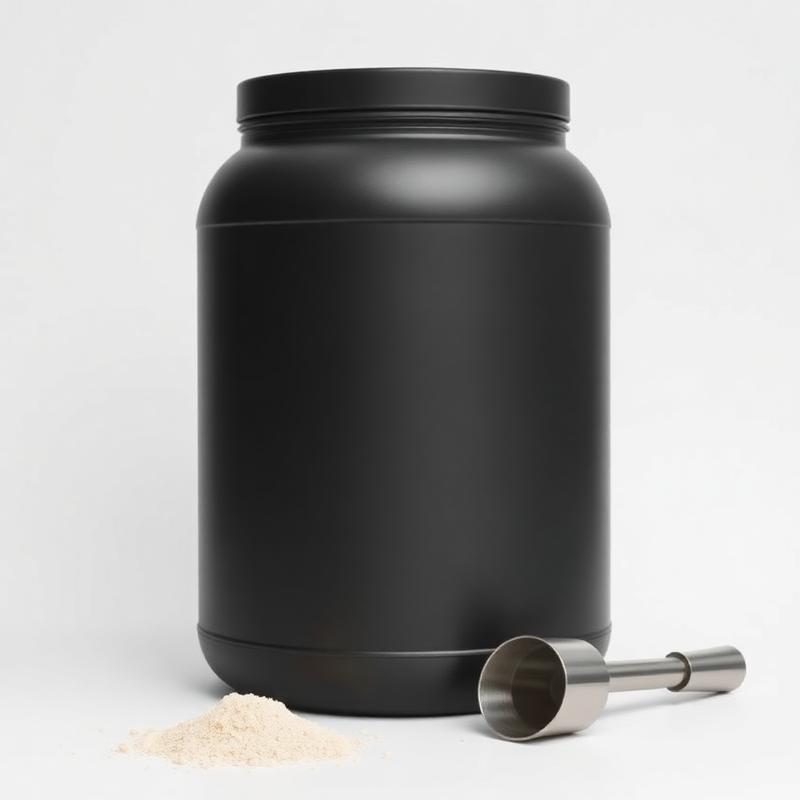 Unbranded matte black powder tub with stainless steel scoop