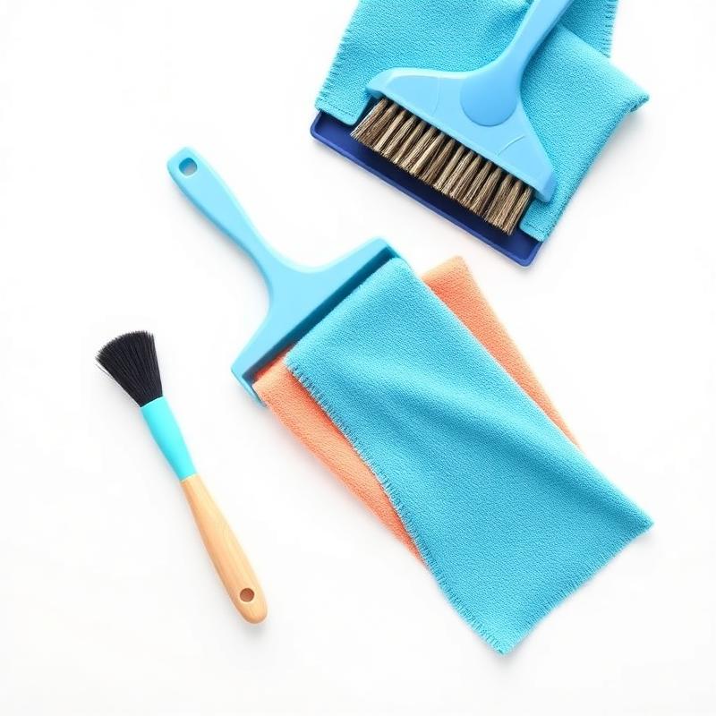 Household cleaning brushes, microfiber cloths and dustpan set