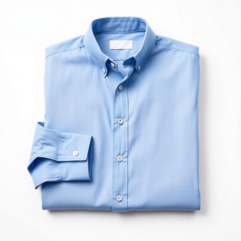 Folded light blue men's oxford button-down shirt