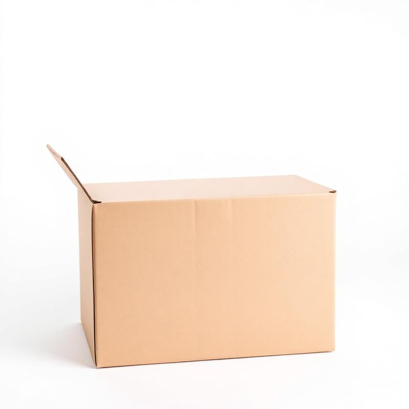 Blank kraft corrugated shipping mailer box on white background