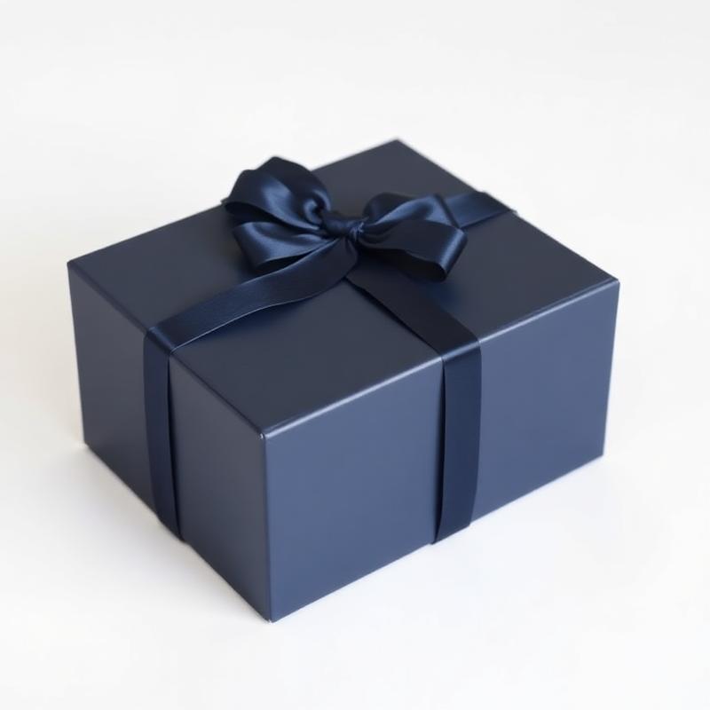 Matte navy rigid magnetic gift box on white background