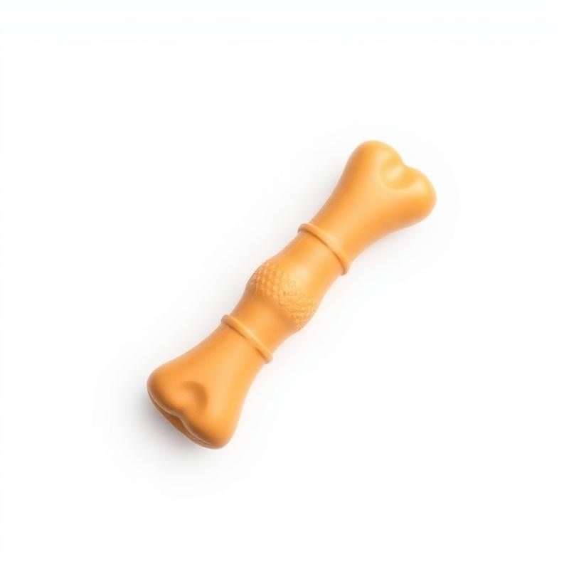 Natural rubber bone-shaped dog chew toy on white background